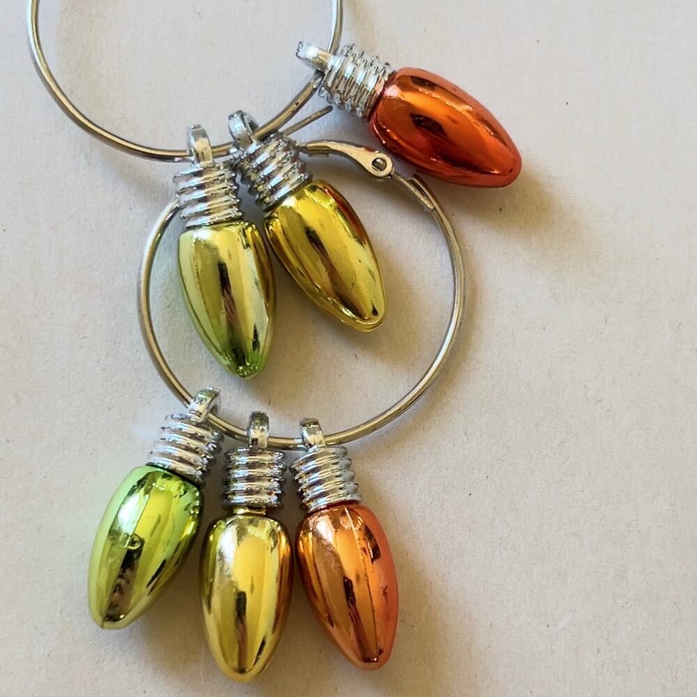 Christmas Light Hoop Earrings Handmade Holiday Jewelry
